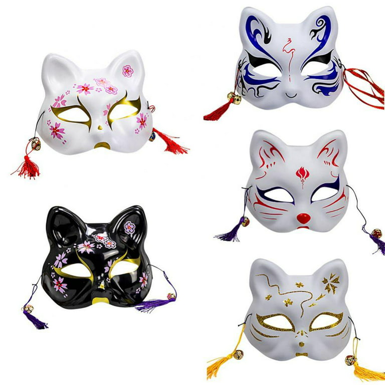 Jenaai 12 Pieces Fox Masks Japanese Kabuki Masks Red White Animal Therian  Mask with Elastic Rope Anime Full Face Mask Costume for Adult Kids  Christmas