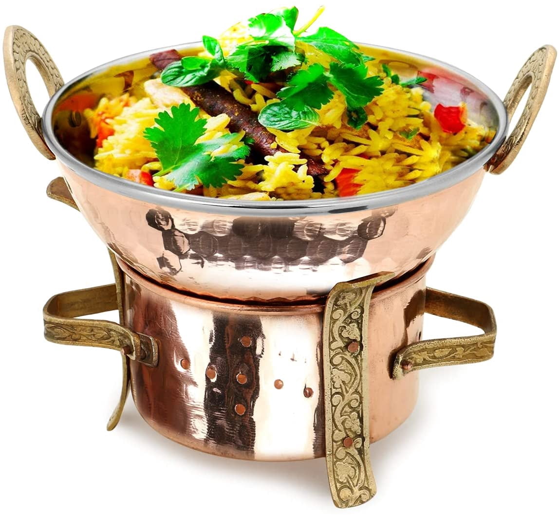 Service Thali Acier Inoxydable 8 Pieces Cadeau Zap Impex Vaisselle Indienne En Acier Et Cuivre - Set Thali Complet 8 Pièces Vaisselle Thali Traditionnelle