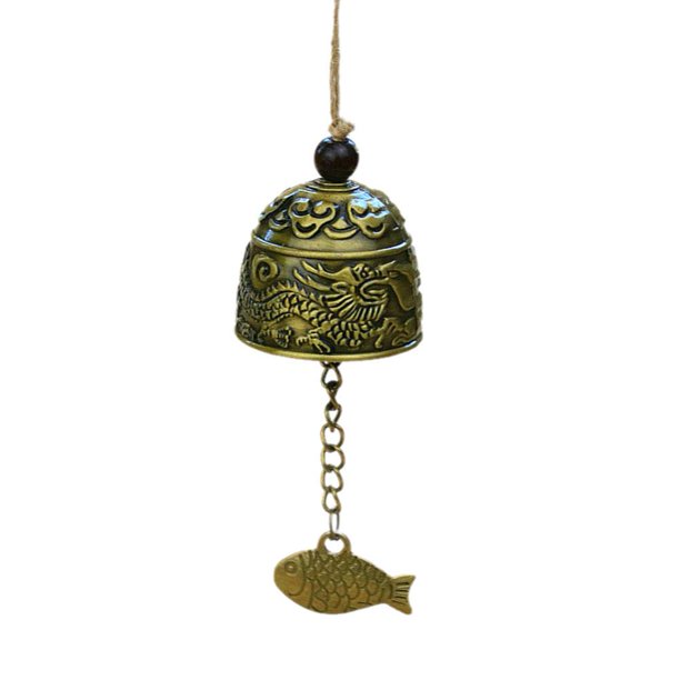 Wartleves Campana colgante de metal con pequeñas campanillas de viento para decoración del hogar y el jardín, estilo chino