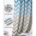 thumbnail image 3 of Blue Brown Blackout Curtains for Bedroom Living Room Darkening Curtains 54 Inch Long Modern Chevron Waves Khaki Geometric Stripes Short Curtain for Small Window Treatment Grommet Drapes 42"x54"x2, 3 of 9