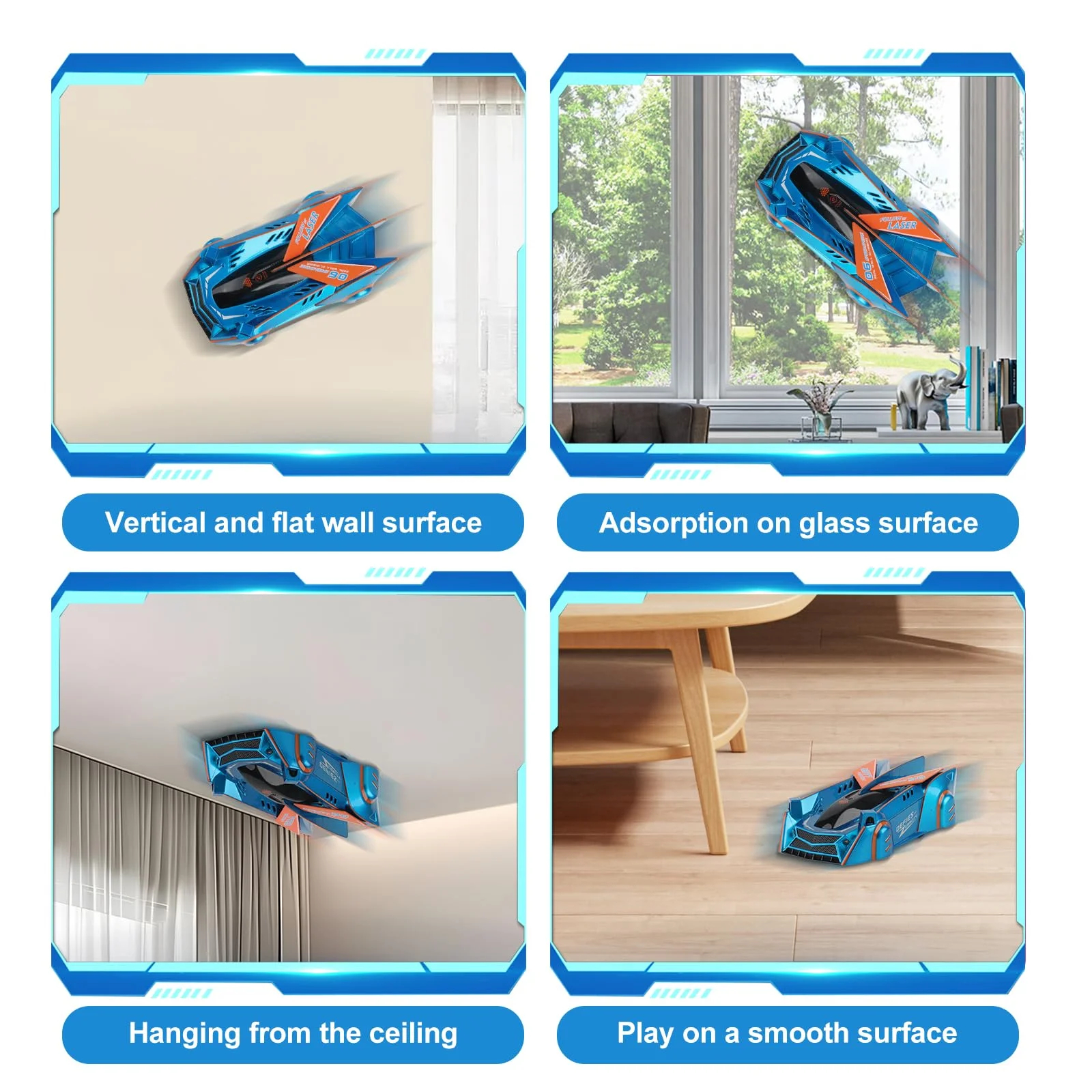 Wall Climbing RC Stunt Car with Infrared Laser Tracking – Anti-Gravity Remote Control Drift Toy for Kids Indoor Ceiling Racing