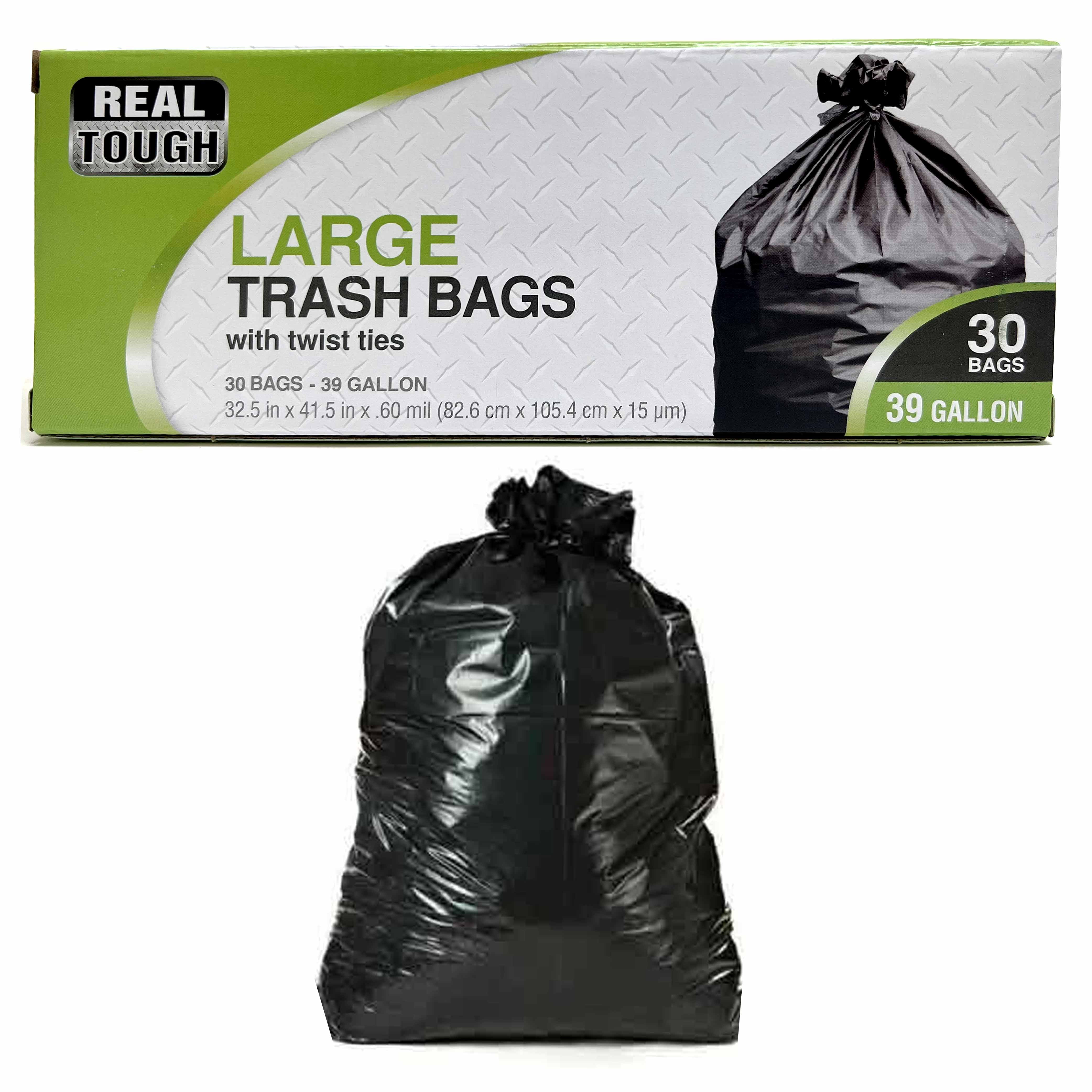 30 Ct Heavy Duty Bags Black Twist Tie Trash Outdoor Yard Leaf Garbage