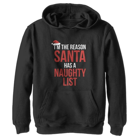Boy's Lost Gods On Santa’s Naughty List Pull Over Hoodie Black Small