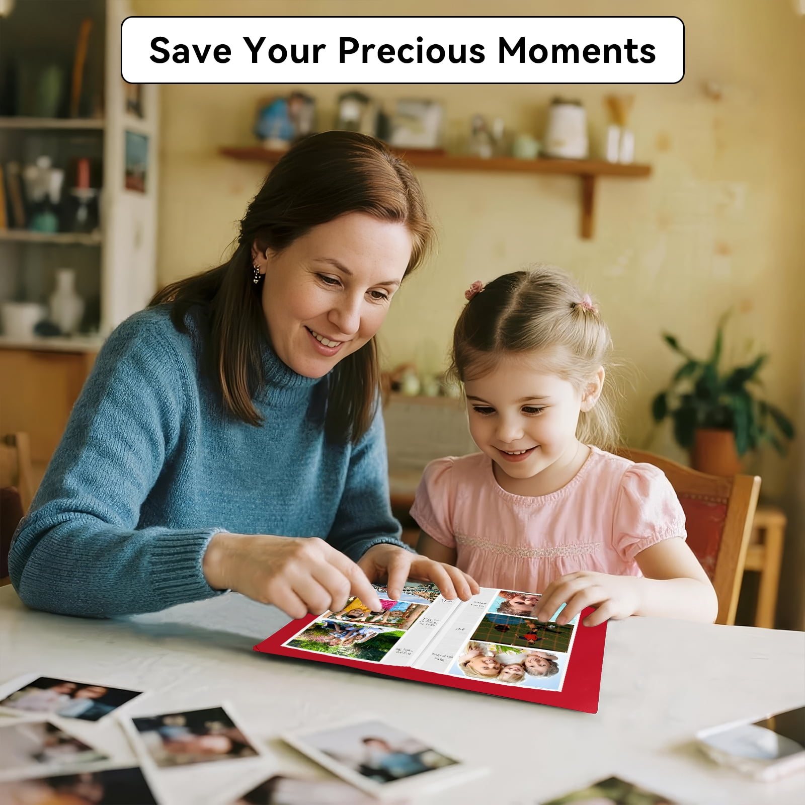 4x6 Photo Album Holds 300 Pictures, Leather Cover with Front Window, Large Capacity Slip-in Picture Albums with Horizontal Pockets for Wedding Kids Travel Anniversary Family Baby Photo Books, Red