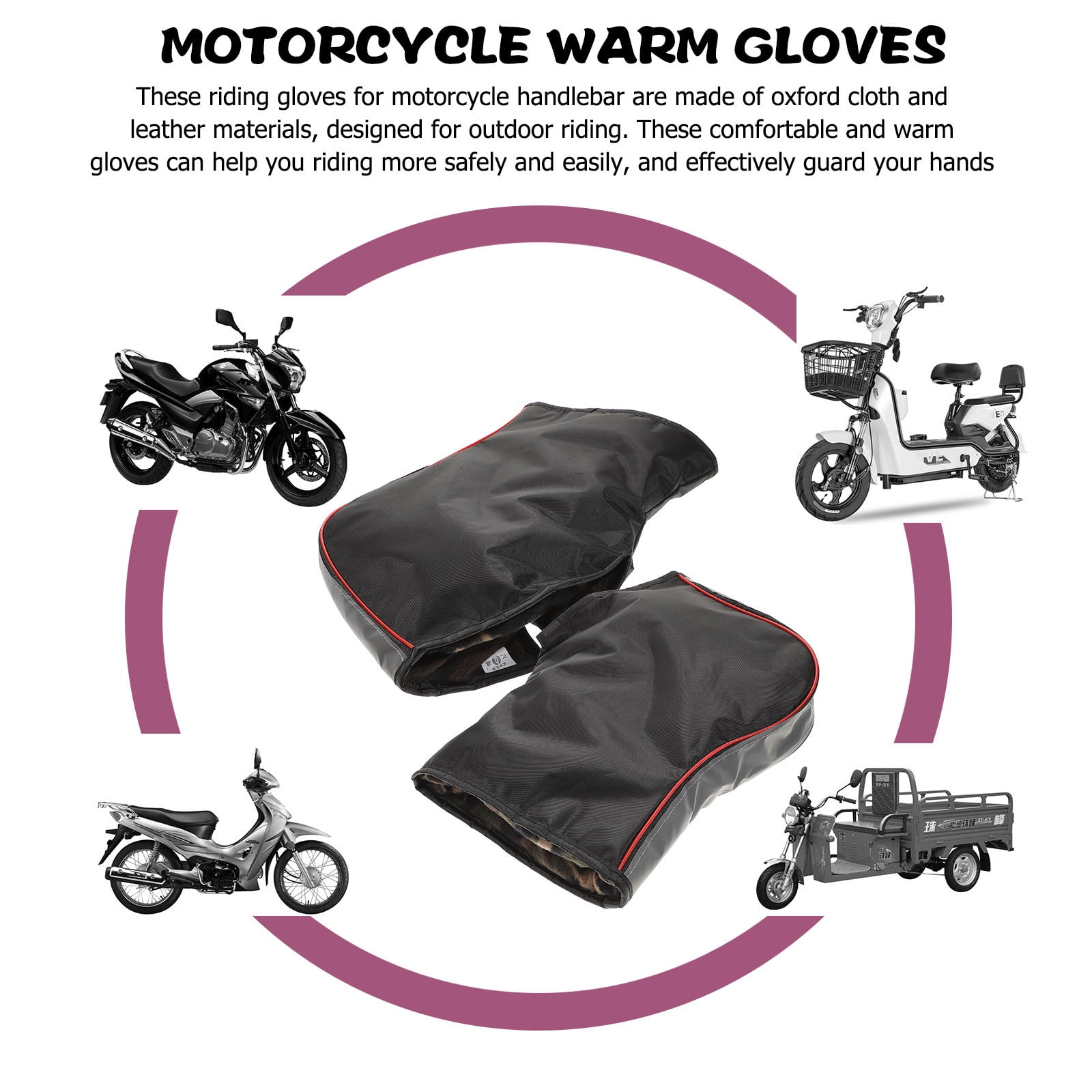 SWETRACE 1 Pair ATV Handlebar Hand Warmers Black Waterproof Reflective Safety for Bad Weather
