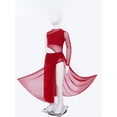 thumbnail image 3 of TTAO Flowy Skirt for Girls Ballroom Dance Dress Sides Split Contemporary Dancewear Lyrical Ballet Leotard Dress Burgundy 8, 3 of 7