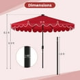 thumbnail image 3 of Gymax Parasol de Patio Solaire de 10 Pi pour Extérieur, Pare-Soleil de Marché avec 24 Lumières DEL, Rouge, 3 of 10