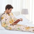 thumbnail image 6 of Picia Cute Bee Gnome Pattern Men’s Long-Sleeve Sleepwear Set - Soft 2-Piece Loungewear with Pockets, Comfy PJs for Relaxing Nights-Small, 6 of 7