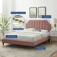 thumbnail image 4 of Platform Bed Frame, Full Size, Velvet, Pink, Modern Contemporary Urban Design, Bedroom Master Guest Suite, 4 of 10