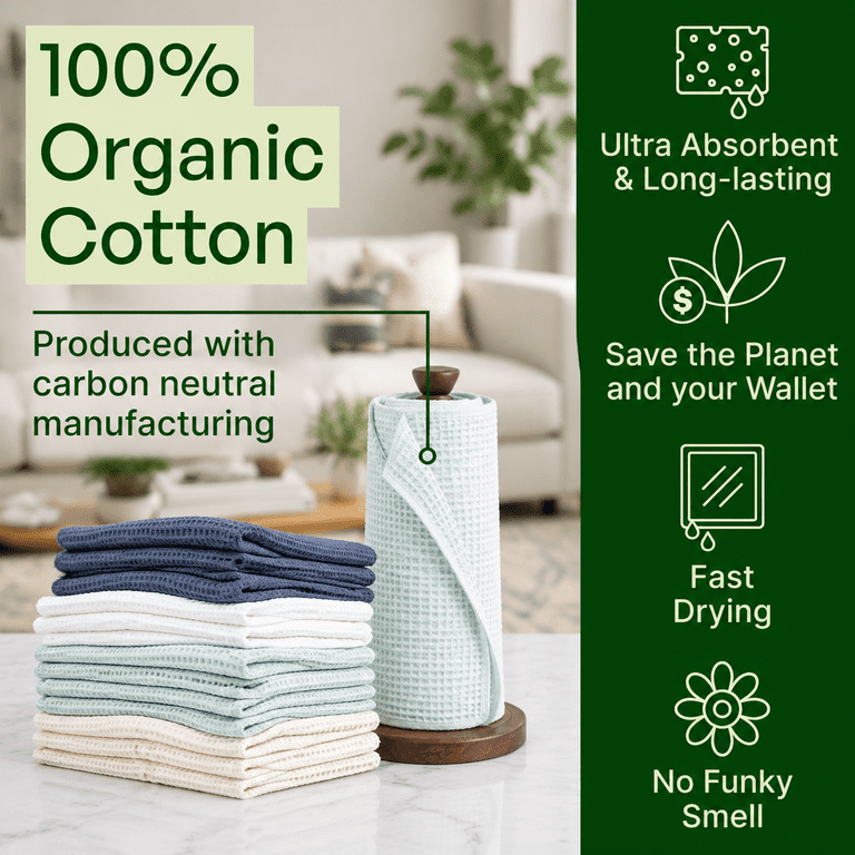 Cichen Paper 24 Pack Reusable Kitchen Paper Towels ning Cloths - Walmart.com