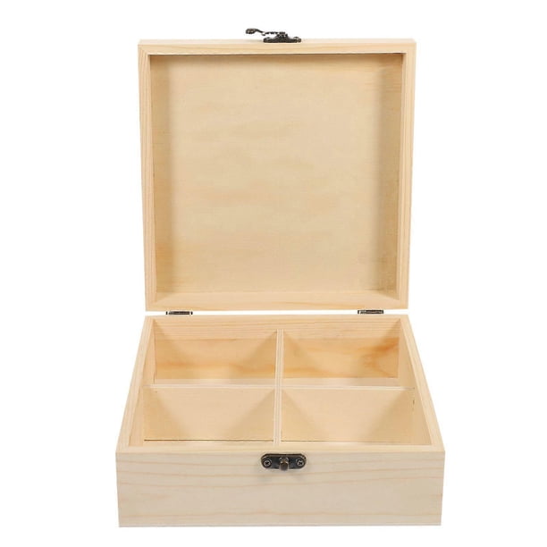 Wood Compartment Tea Box Wooden Divided Tea Bag Storage Box Coffee Bag Holder Tea Bag Organizer