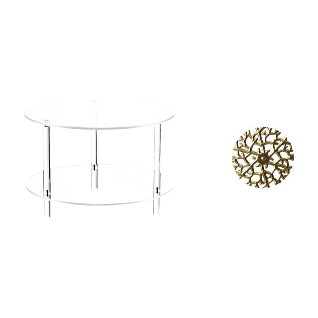 Mesa Auxiliar De Acrílico Y Metal, Escultura Compacta, Decoración Artística Para Sala De Estar, Baño Y Hogar. Fácil Montaje. Estatua Rústica De Hierro Forjado Con Forma De Paisaje. Placa