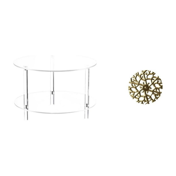 Mesa Auxiliar De Acrílico Y Metal, Escultura Compacta, Decoración Artística Para Sala De Estar, Baño Y Hogar. Fácil Montaje. Estatua Rústica De Hierro Forjado Con Forma De Paisaje. Placa