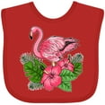 thumbnail image 3 of Inktastic Flamingo with Tropical Flowers Boys or Girls Baby Bib, 3 of 4
