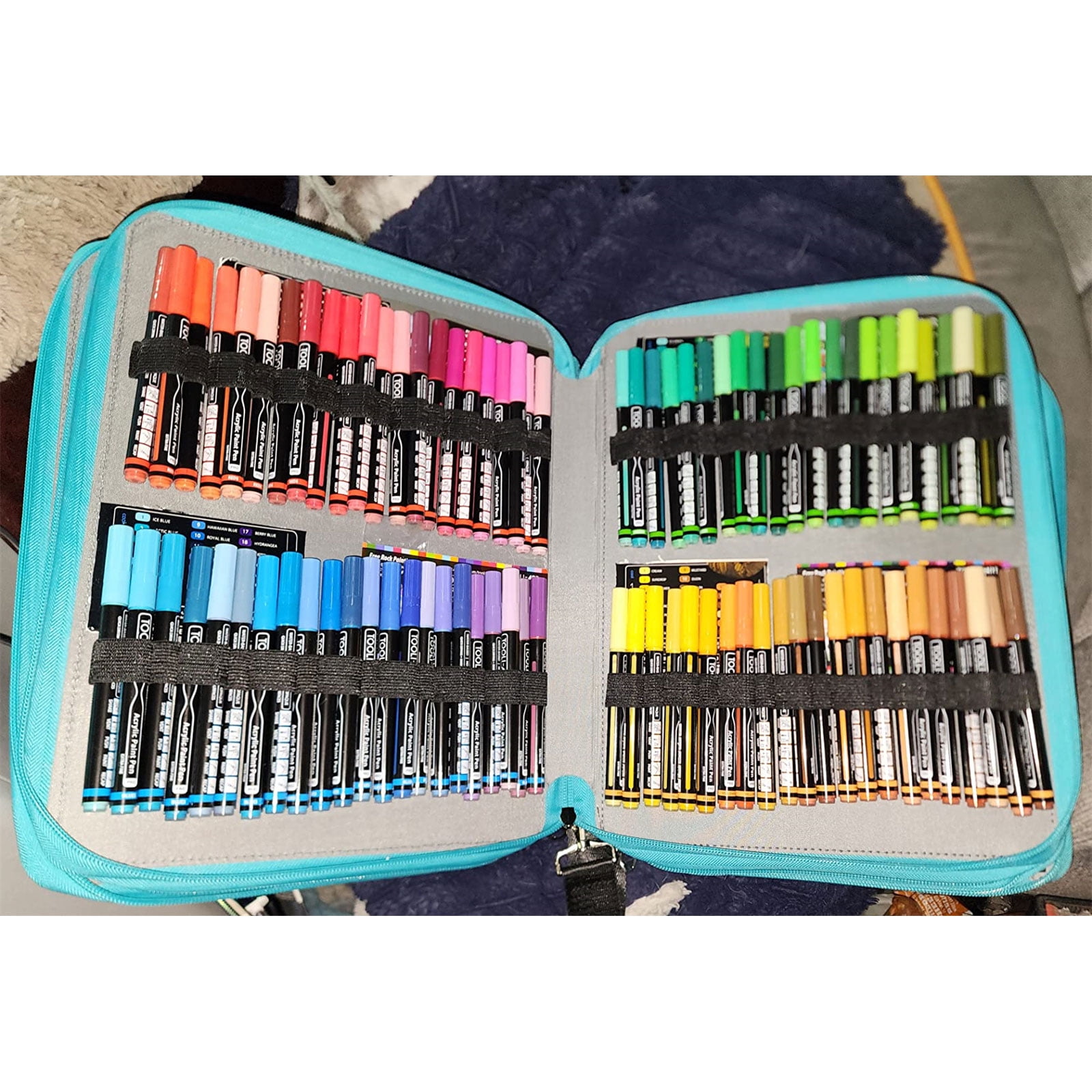 Art Marker Pen Carrying Bag with Shoulder and Handle Strap, Marker Organiser Case for 224 Markers, Marker Storage Bag