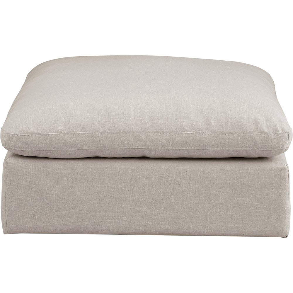 Meridian Furniture Comfy Beige Linen Textured Fabric Ottoman