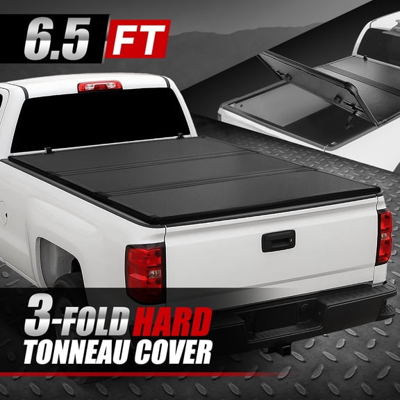 Nuvision for 14-19 Silverado Sierra Truck 6.5Ft Bed Frp Hard Solid Tri-Fold Tonneau Cover