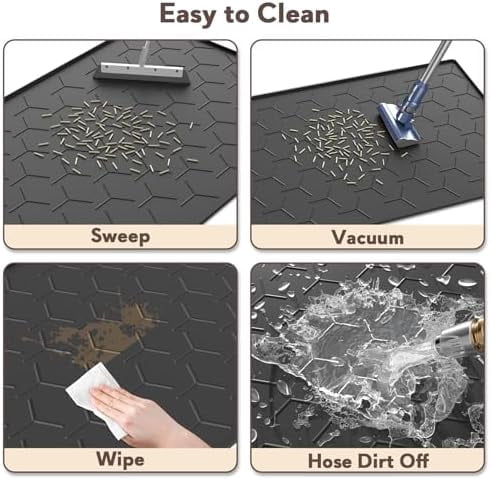 Silicone Cat Litter Trapping Mat, Large Waterproof 34" X 22" Cat Litter Box Mat, Easy to Clean, Black