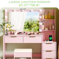 thumbnail image 4 of Ktaxon Flutted Makeup Vanity Table Set with 5 Drawer, Dressing Table w/Charging Station, Vanity Desk for Femal Gift, Pink, 4 of 9