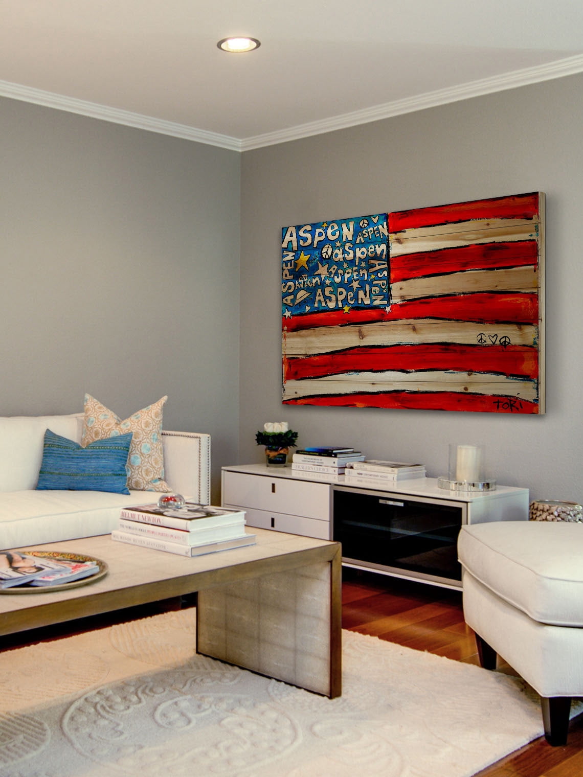 Marmont Hill "Aspen Flag" by Tori Campisi Painting Print on Natural Pine Wood