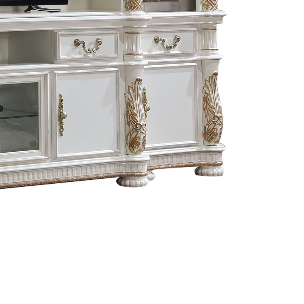ACME Vendome Transitional Wood Entertainment Center in Antique Pearl
