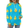 thumbnail image 4 of Yellow Ducks on Blue Background 3D Print Hoodie Men Women Autumn Thin Pullover Sweatshirt Vintage Streetwear Tops, 4 of 6