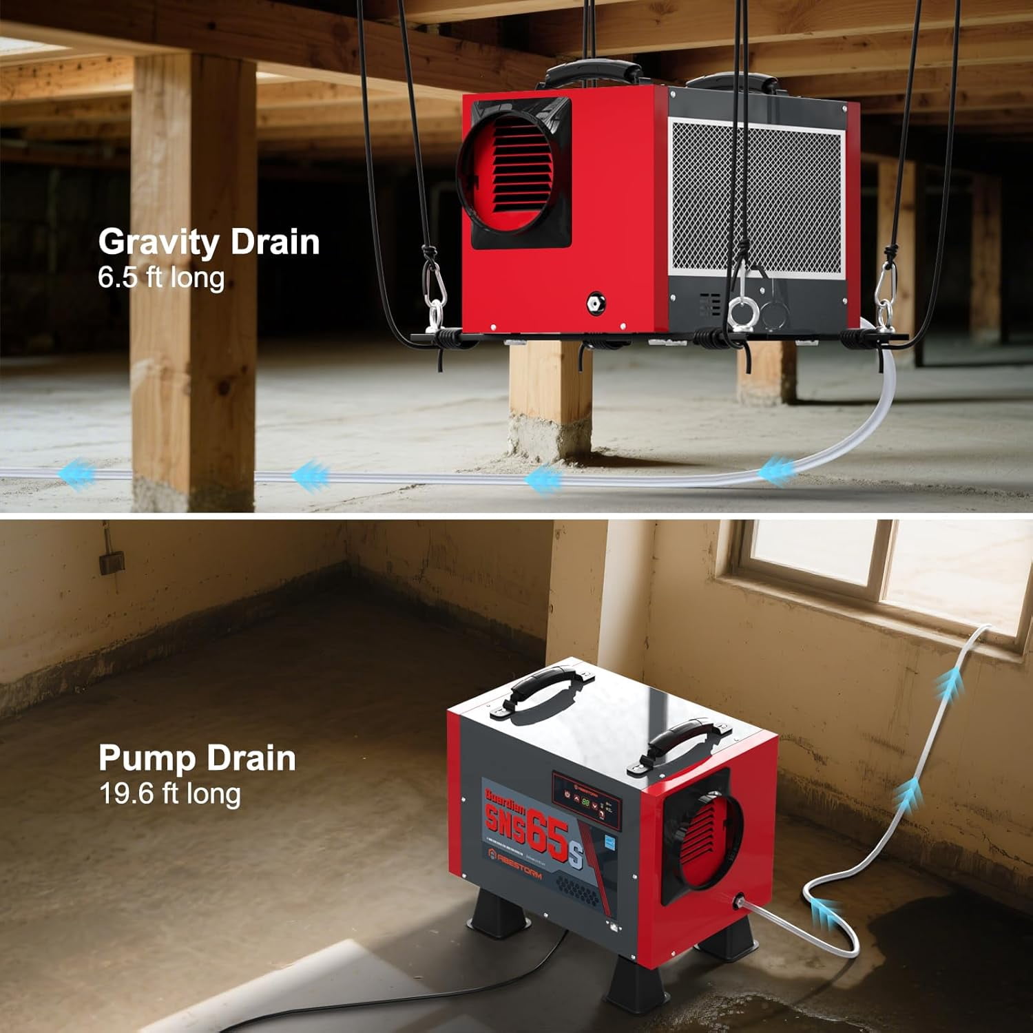 Abestorm 120 PPD Crawl Space Dehumidifier with Pump and Hose,  Energy Star Commercial Dehumidifier Up to 1,300 sq. ft. for Basement, Water Damage Restoration, Auto Defrost
