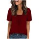 thumbnail image 3 of TaTaai Women's Casual Faux Two Piece Short Sleeve Top, Solid Pattern, Round Neck, Fashion Daily Home Wear, Comfortable Fabric Gift, 3 of 5