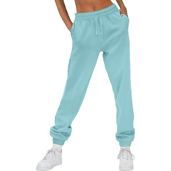 OKSALE Womens Cinch Bottom Sweatpants Lounge Fleece Sweat Pants with Pockets Drawstring Solid Color Joggers Pants Oversized Sweatpant