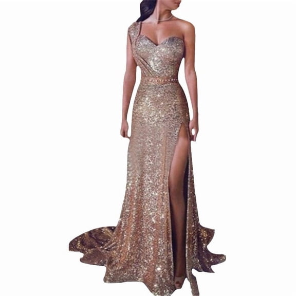 One Shoulder Shiny Cocktail Dress Plus Size Party Wedding Guest  Gown  Elegant Evening Dress For Women