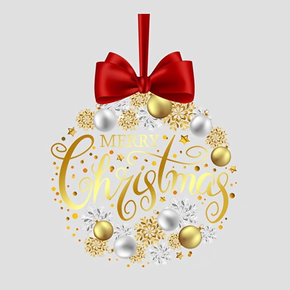 Christmas Ball Ring Electrostatic Sticker, Removable and Waterproof Wall Decal for Holiday Decor, Reusable Static Cling Decoration for Windows and Glass Doors, Festive Ornament Sticker