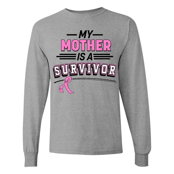 Inktastic My Mother is a Survivor Breast Cancer Awareness Long Sleeve T-Shirt