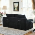 thumbnail image 4 of Miniyam Convertible Loveseat Sofa Bed with Memory Foam, Small Couch for Apartment, No Assembly, Corduroy, Black, 4 of 7