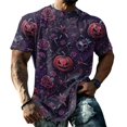 thumbnail image 2 of Fabrcox Halloween Men's T-Shirts Funny Ghost Pumpkin Spider Web Mens Graphic T-Shirts Fall Winter Festival Short Sleeve Shirt for Men Red XL, 2 of 6