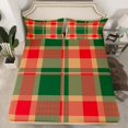 thumbnail image 2 of jejeloiu Vintage Patchwork Checkered Queen Sheet Sets,Abstract Geometric Art Flat Sheet,Red Green Striped Queen Fitted Sheet For Kids,Ultra Soft Home Decor,4-Piece, 2 of 7