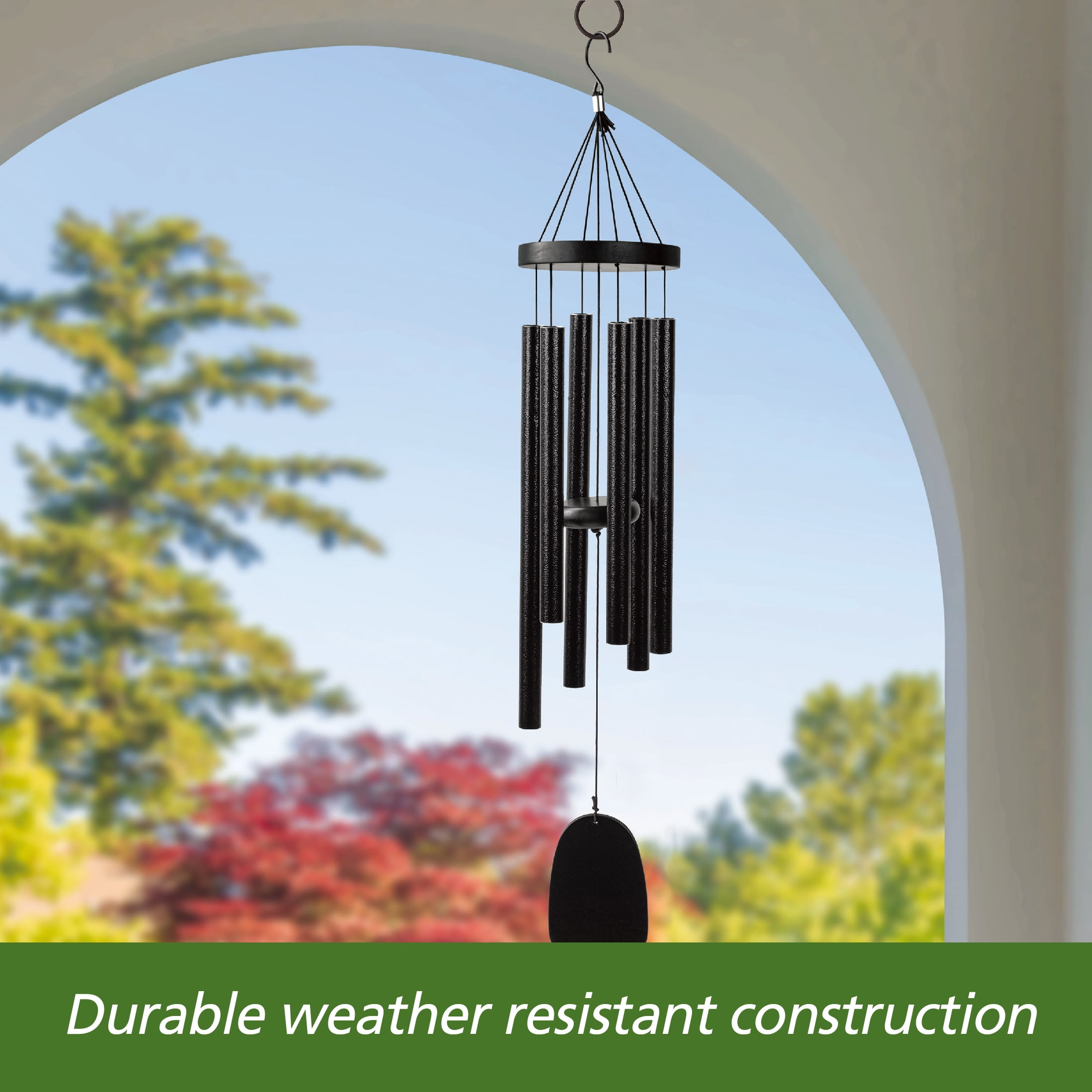 Mainstays Black Metal Weather-Resistant Outdoor Wind Chime