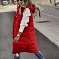 thumbnail image 5 of Turilly Women's Solid Color Hooded Breasted Mid-length Padded Sleeveless Pocket Jacket, 5 of 7