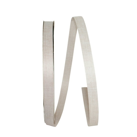 Reliant Ribbon - 3500-725-03C, Linen Natural Supreme Ribbon, Cream, 5/8 Inch, 100 Yards