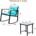thumbnail image 2 of QISHENSHUI 3 Piece Rocking Bistro Set Wicker Patio Outdoor Furniture Porch Chairs Conversation Sets with Glass Coffee Table (Blue), 2 of 10