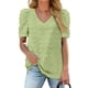 thumbnail image 2 of Blusa de moda con mangas abullonadas, camiseta de verano con lunares suizos y cuello en V, camiseta de lunares suizos con cuello en V, multifuncional, 2 of 5