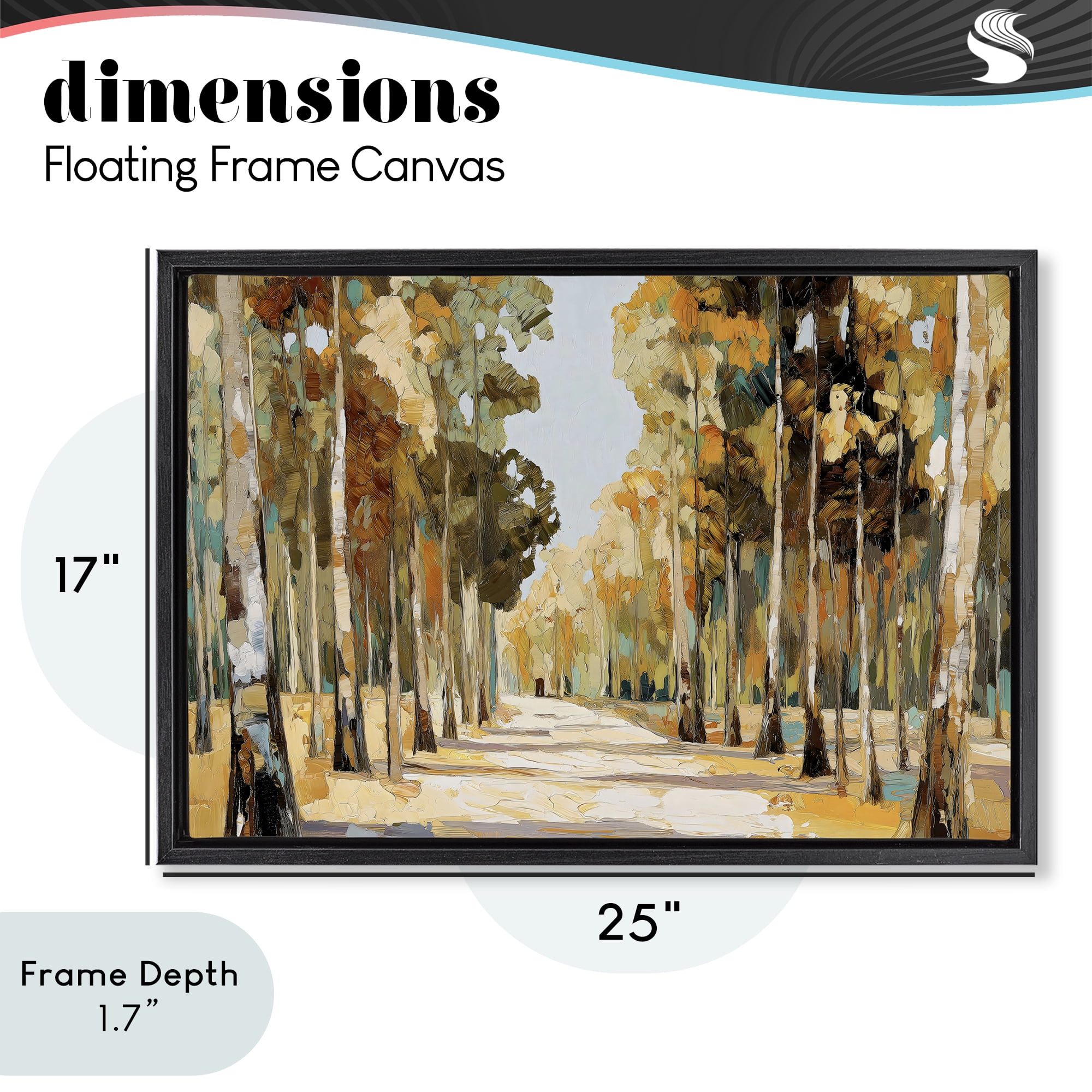 Stupell Industries Modern Impressionist Fall Forest Black Framed Floater Canvas Wall Art, design by Gina Kelly