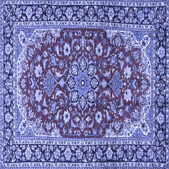 Ahgly Company Indoor Square Medallion Blue Traditional Area Rugs, 3' Square