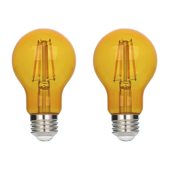 Westinghouse 4.5 Watt (40 Watt Equivalent) Yellow A19 Omni Filament LED Light Bulb Medium (E26) Base, 2-Pack