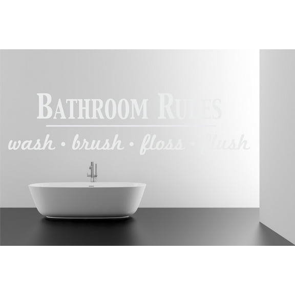 Bathroom Rules Wash Brush Floss Flush Quote Saying Wall Decal Sticker