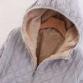 thumbnail image 3 of Women's Fashion Plaid Hooded Jacket - Long-Sleeve Zipper Front with Pockets, Warm Cotton Outwear, Light Gray, S, 3 of 4