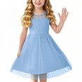 thumbnail image 1 of SROBPTY Robes pour Filles, Robe en Maille à Manches Courtes pour Fille, Taille Haute, Coupe Trapèze, Décontractée, Bleu Pâle, 10 Ans, 1 of 4