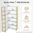 thumbnail image 3 of Royard Oaktree 7-Tier Bookshelf L-Shaped Corner Bookcase with Open Shelves Industrial Bookshelves with X Design Metal Frame Etageres Storage Book Display Shelf,White, 3 of 7