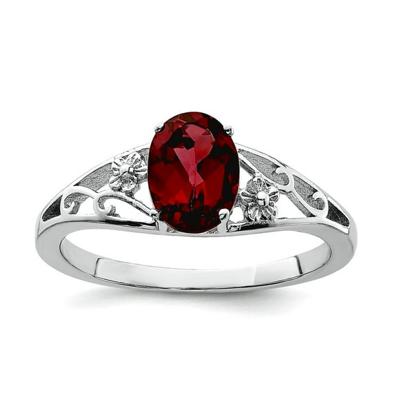 925 Sterling Silver Solid Polished Garnet Ring Size 8 3mm Wide Ring for Women