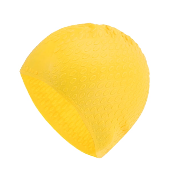 Gorro de natación impermeable de silicona con relieve amarillo de 1 pieza