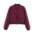 thumbnail image 4 of Aimik Women's Cropped Jacket Collared Zip Up Long Sleeve Solid Color Casual Coat Top Spring and Fall Lapel Jacket Coat, 4 of 6